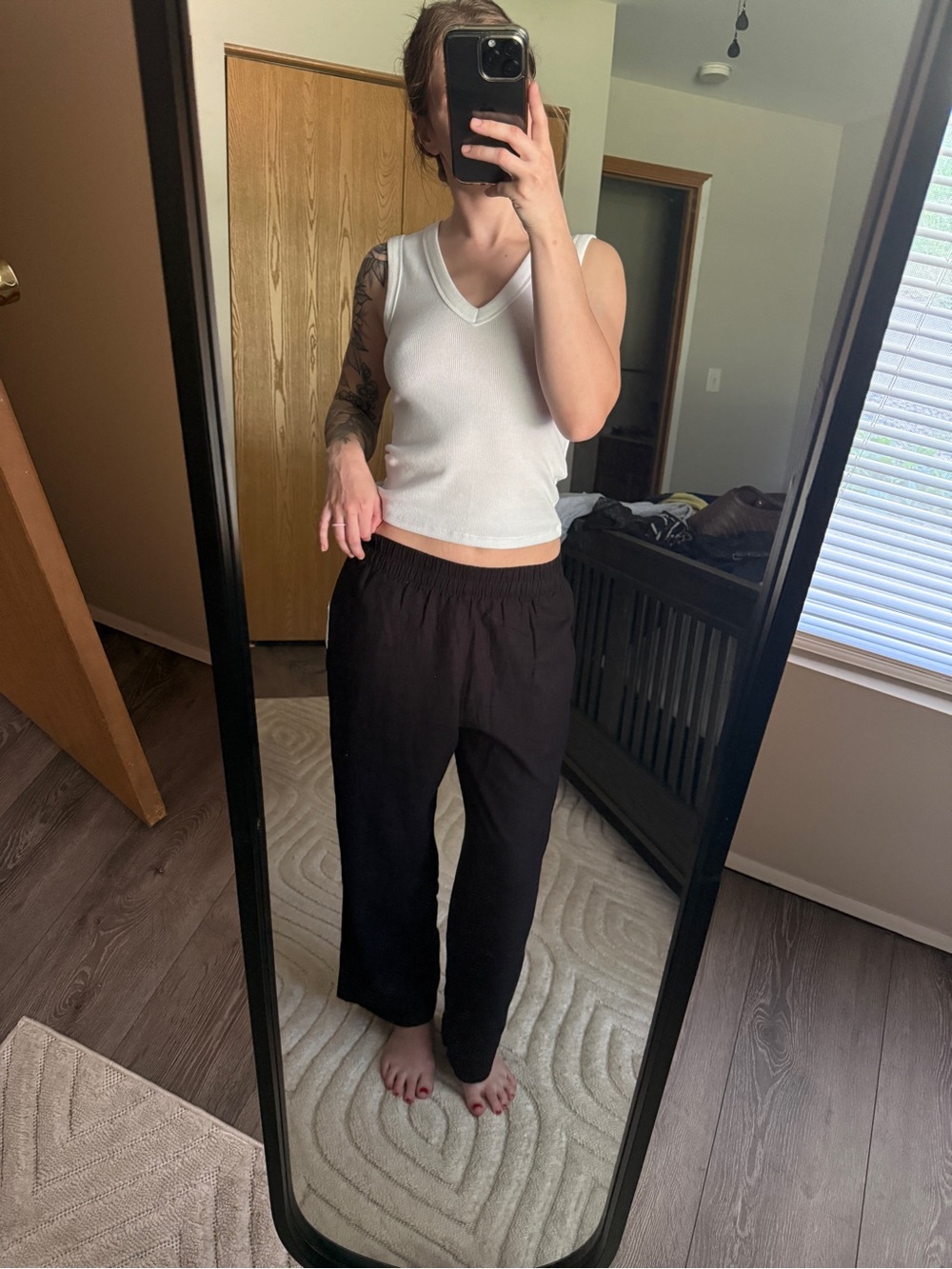 Women's Black Elastic Waist Casual Pants
